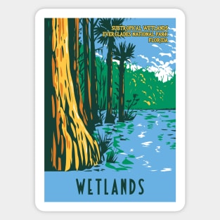 WPA Poster of Art of the Wetlands in Everglades National Park in the state of Florida, USA Sticker